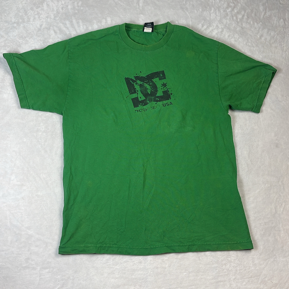DC Shoes Men's T-Shirt Green Size L Graphic Logo Skateboarding Grunge Y2K